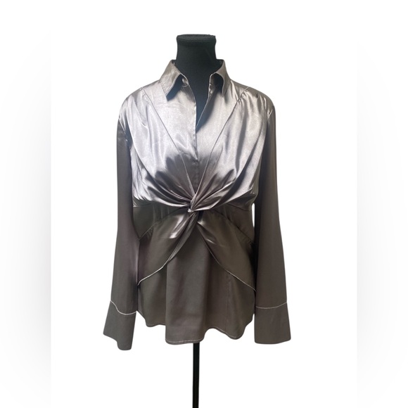 Ann Taylor Tops - Ann Taylor Metallic Silver Blouse GUC 14